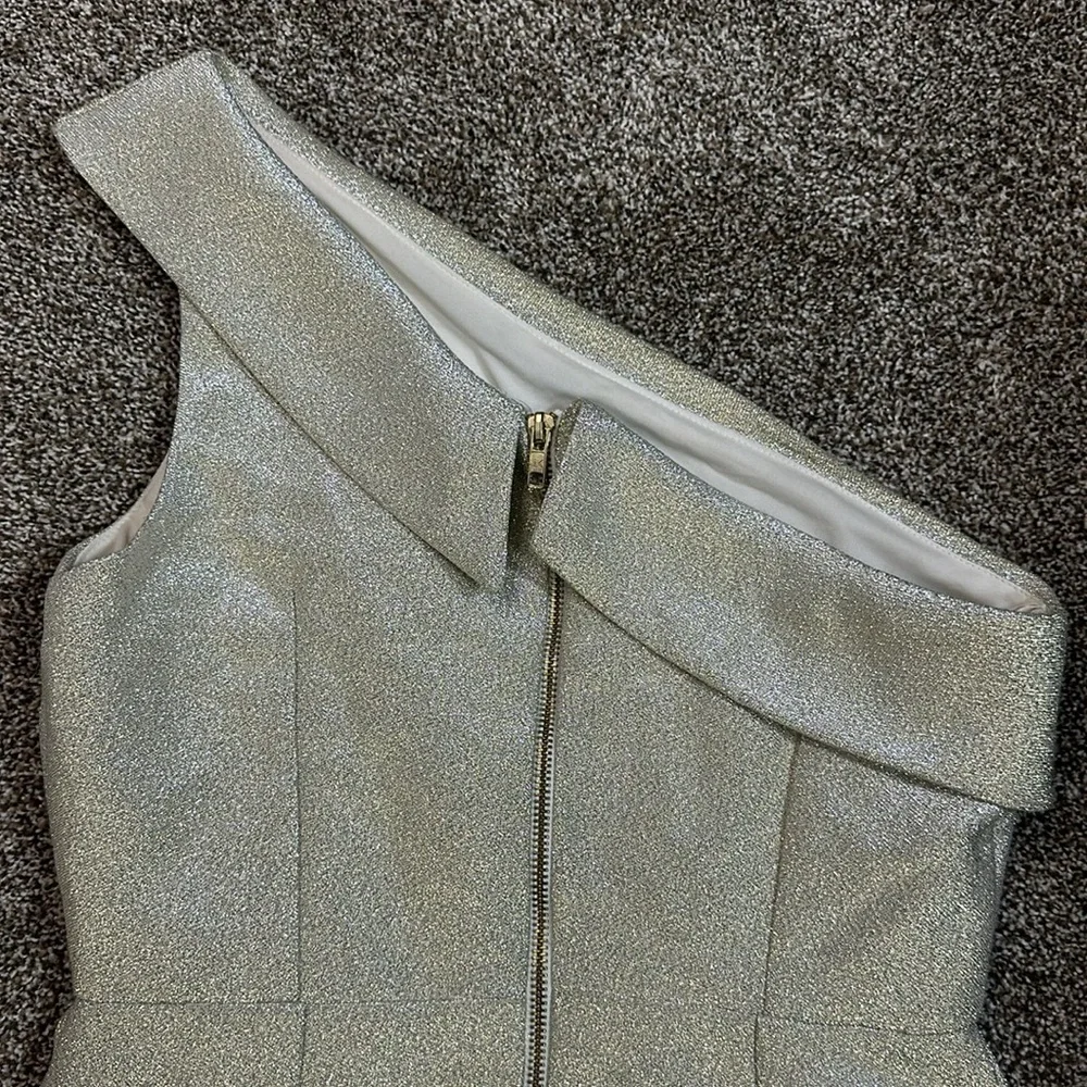 Topshop Tinsel gold one shoulder sparkle glitter dress 6 - Picture 7 of 13